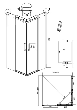 Душевой уголок Grossman Classic 300.K33.04.1010.10.00 100х100 стекло прозрачное профиль хром без поддона
